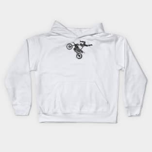 Motocross freestyle black and white Kids Hoodie